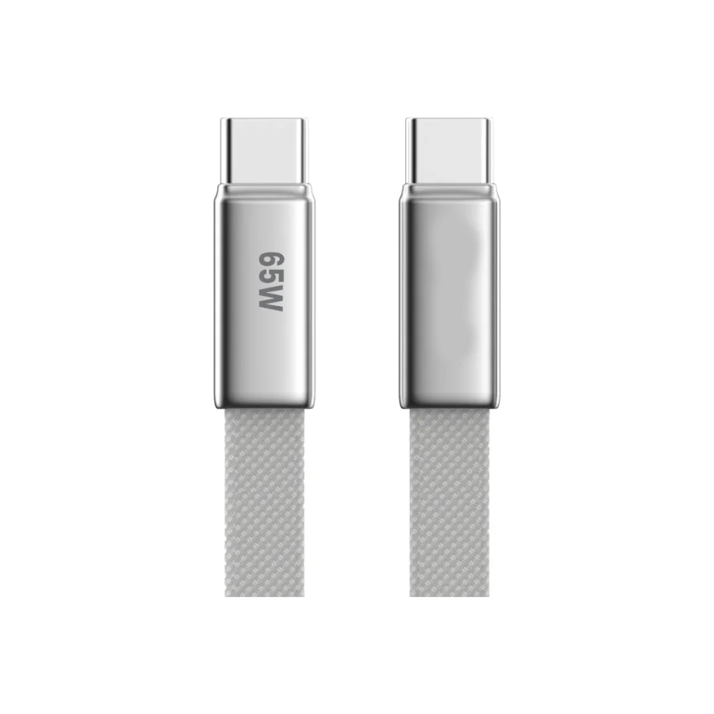 65W Flat Type-C to Type-C Cable – Fast Charging & Data Transfer