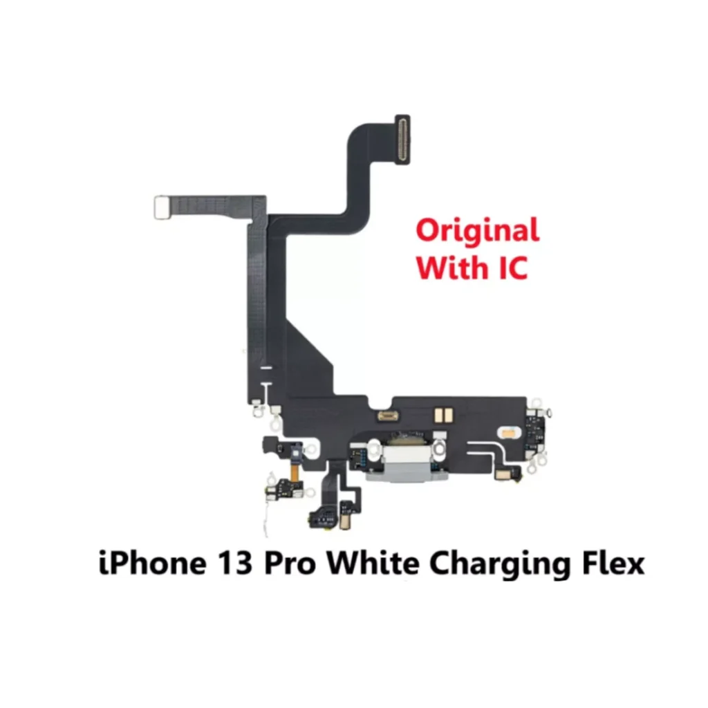 iPhone 13 Pro White Charging Port Flex Cable w/ IC – UK Stock