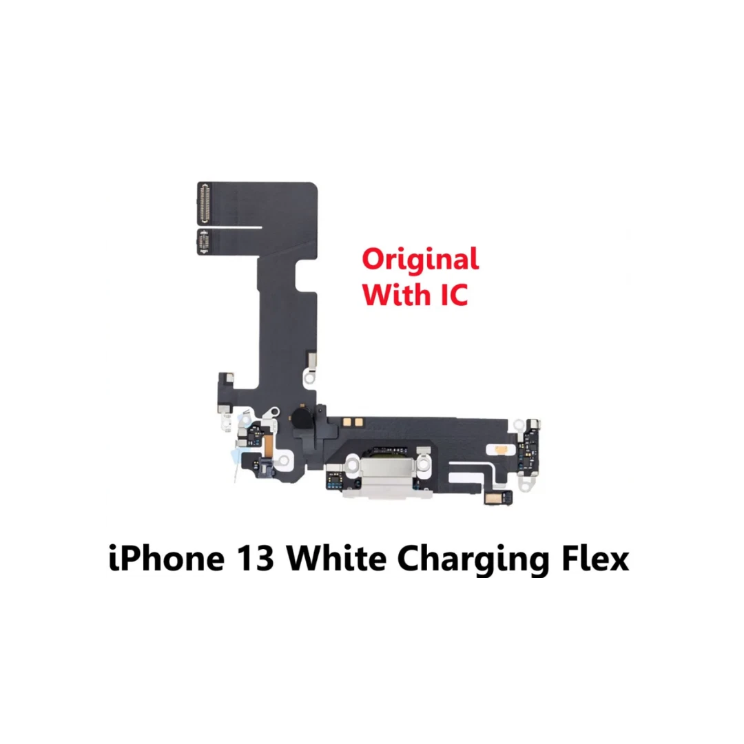 iPhone 13 White Charging Port Flex Cable with IC – Original UK Stock iPhone 13 White Charging Port Flex Cable with IC – Original UK Stock