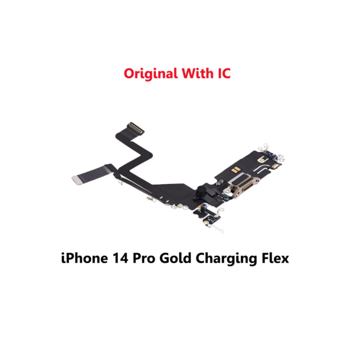 iPhone 14 Pro Gold Charging Port Flex Microphone Cable with IC – UK Stock iPhone 14 Pro Gold Charging Port Flex Microphone Cable with IC – UK Stock