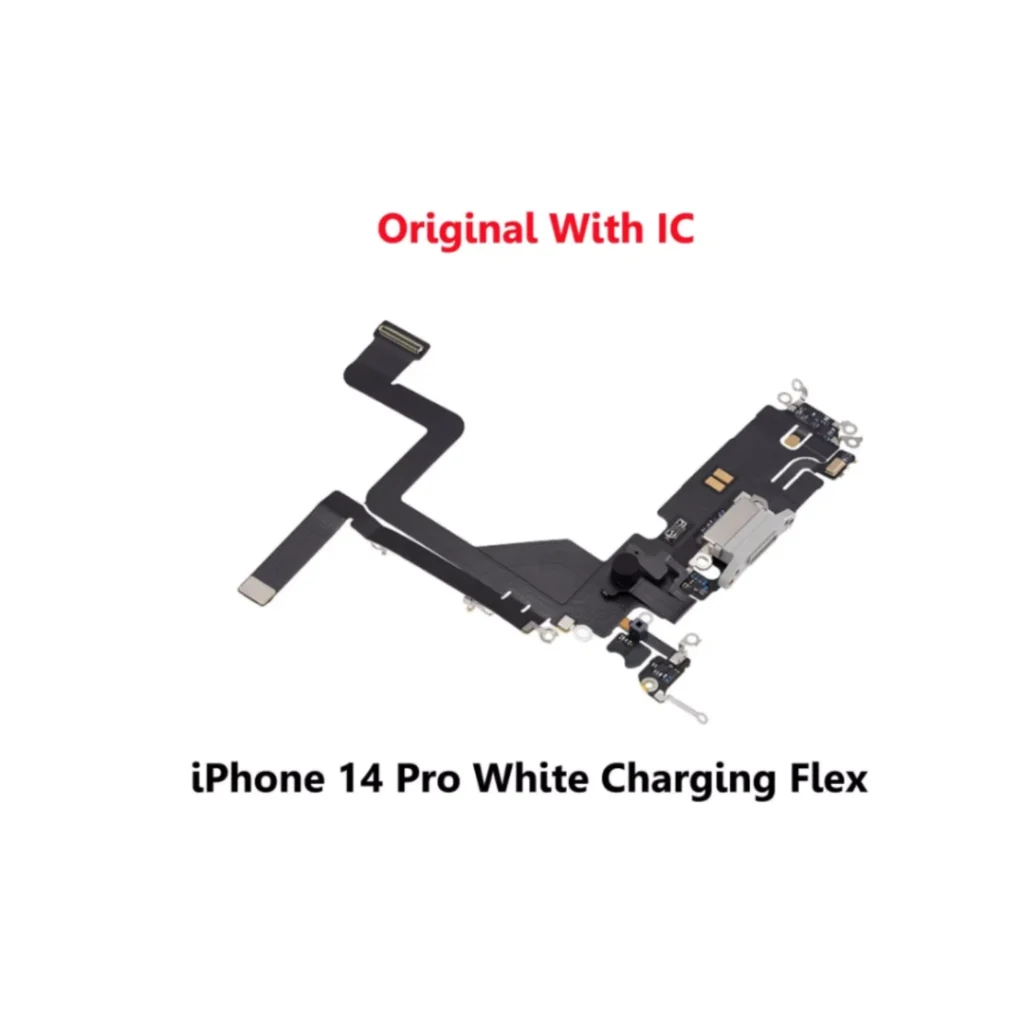 iPhone 14 Pro White Charging Port Flex Cable with IC – UK Stock