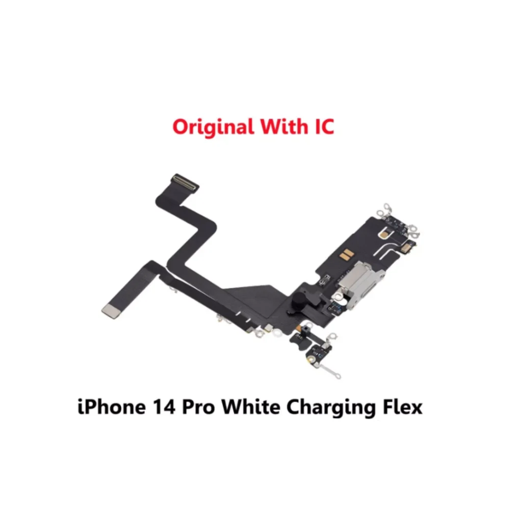iPhone 14 Pro White Charging Port Flex Microphone with IC – UK Stock
