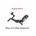 iPhone 14 Pro White Charging Port Flex Microphone with IC – UK Stock