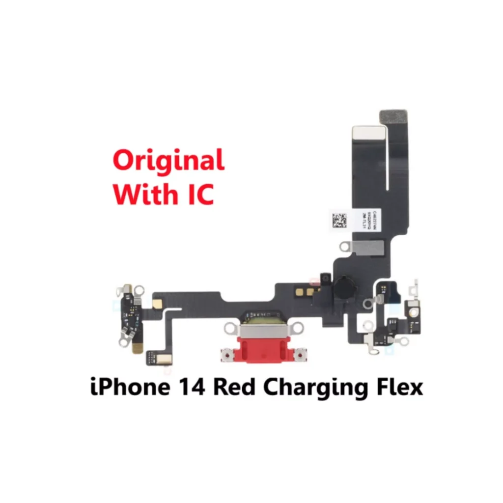 iPhone 14 Red Charging Port Flex Microphone Cable with IC – UK Stock