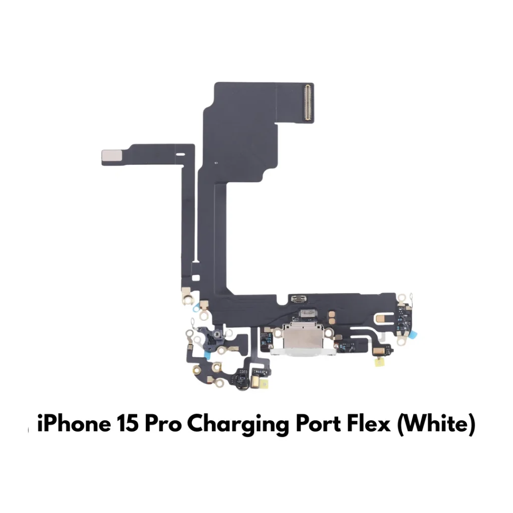 iPhone 15 Pro Charging Port & Microphone Flex Cable (White) – UK Stock